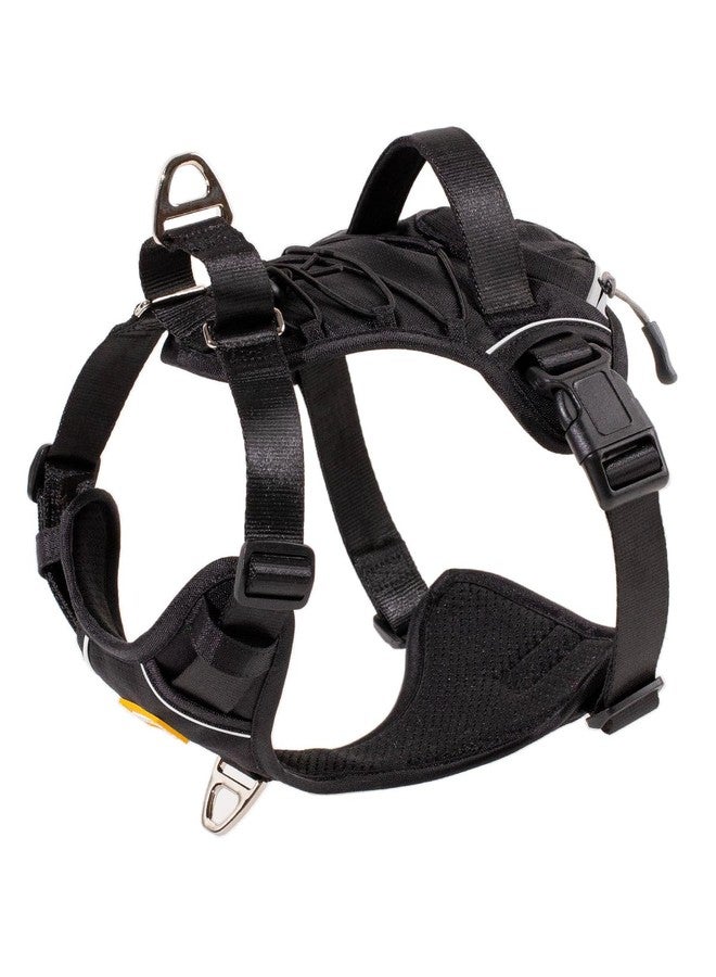 DF No Pull Martingale Dog Harness, Easy Walking & Escape Proof, Reflective & Adjustable Fit, No Twist Front Clip Harness with Handle and Zippered Pocket, Black, 3/4", Chest 17"-22" - Image 1